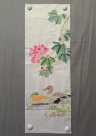 花鸟画，无款，鸳鸯，尺寸74×26厘米