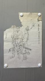 22403，安承松★无款白描人物画，尺寸48×34厘米