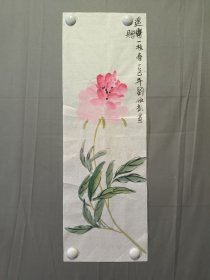 刘依歆，花鸟画，一枝春，尺寸69×23厘米