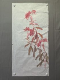 花鸟画，无款，鸡冠花，尺寸100×49厘米