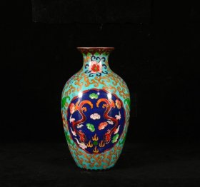 明成化多字款珐琅彩掐丝龙纹纹赏瓶，高22.5×13厘米