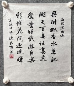 陈升阳老师手写书法小品 高毓平诗《海珠湿地游》 34.3x39.5cm