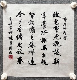 陈升阳老师手写书法小品 高毓平诗《重游十香园》 34.5x34.5cm