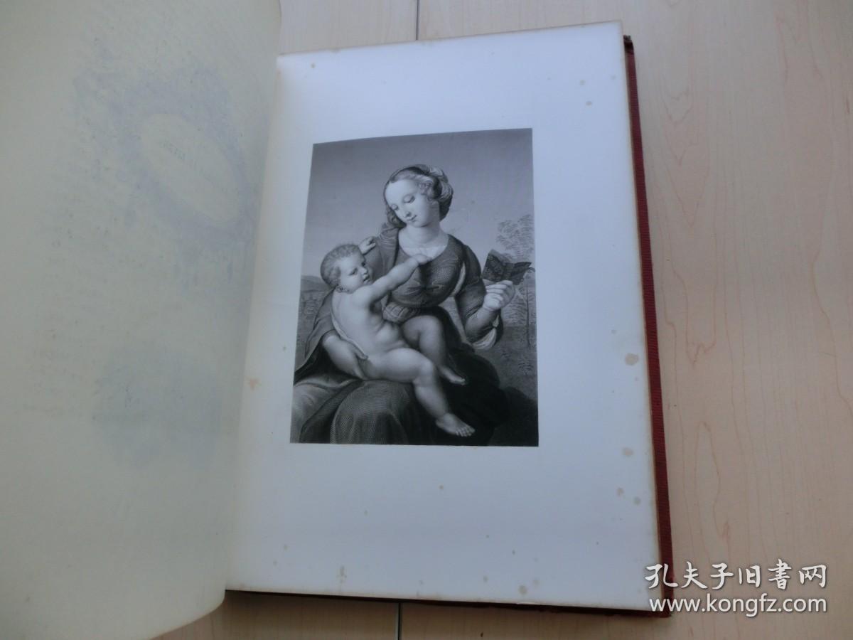 【包邮】【豪华本】1859年初版《艺术的宝藏版画集》（ Les trésors de l'art ）大开本 烫金封面、书脊三面书口刷金 整页铜版（47幅） 包括拉斐尔的《少女与书》让·安东尼·华多的《加兰特节日》凡·戴克的《查理一世的孩子们》兰西尔的《骑士的狗》科列乔的《在沙漠中的玛德琳》阿威尔基的《墙上的兔子》沃夫曼的《旅行者休憩》普桑的《阿卡狄亚牧羊人》等等