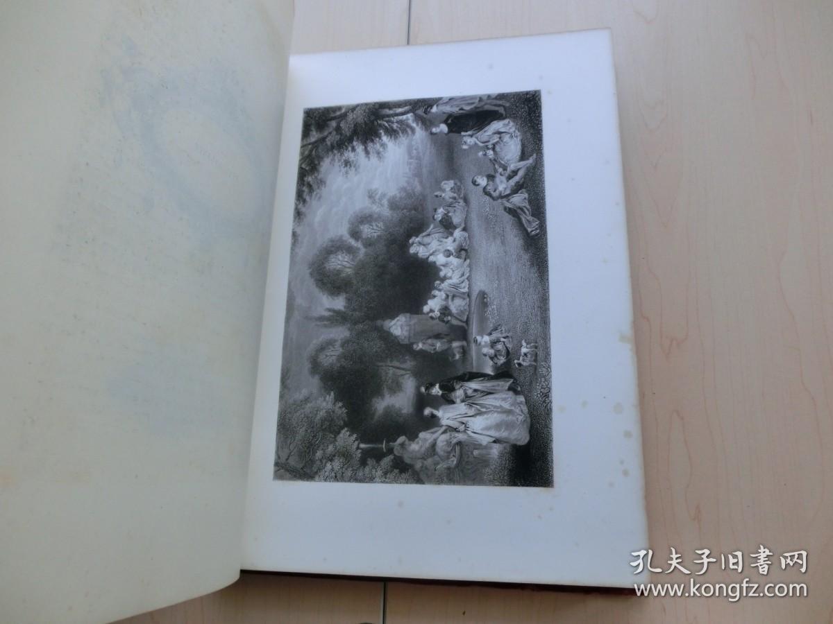 【包邮】【豪华本】1859年初版《艺术的宝藏版画集》（ Les trésors de l'art ）大开本 烫金封面、书脊三面书口刷金 整页铜版（47幅） 包括拉斐尔的《少女与书》让·安东尼·华多的《加兰特节日》凡·戴克的《查理一世的孩子们》兰西尔的《骑士的狗》科列乔的《在沙漠中的玛德琳》阿威尔基的《墙上的兔子》沃夫曼的《旅行者休憩》普桑的《阿卡狄亚牧羊人》等等