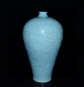 元代蓝釉雕刻龙纹梅瓶《有一对》【41.5x23cm】 ¥1080