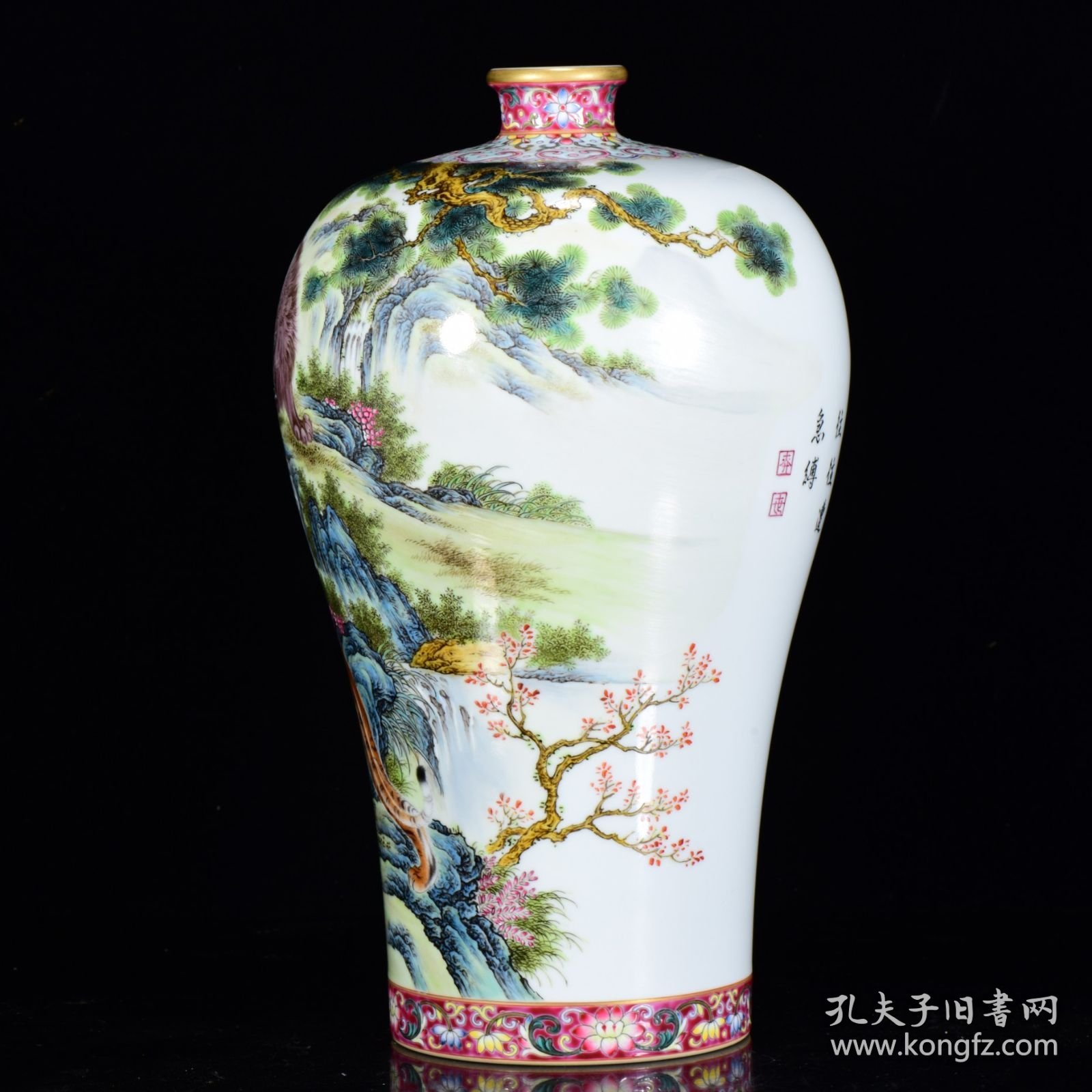 清雍正年粉彩狮虎斗纹梅瓶31*18m6300￥