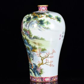 清雍正年粉彩狮虎斗纹梅瓶31*18m6300¥