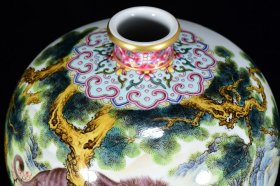 清雍正年粉彩狮虎斗纹梅瓶31*18m6300¥