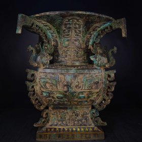 商周青铜——高浮雕四象尊—— 高:66厘米——宽:59厘米—— 重:48.5公斤—— 26400