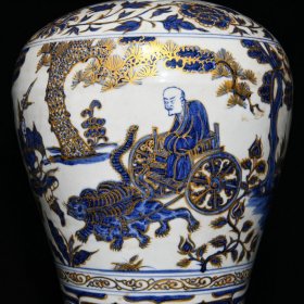 元青花描金鬼谷子下山图梅瓶