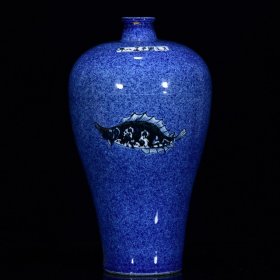 元雪花蓝鱼纹梅瓶