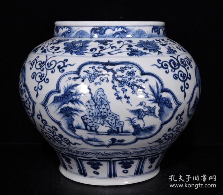 元代青花四爱纹罐