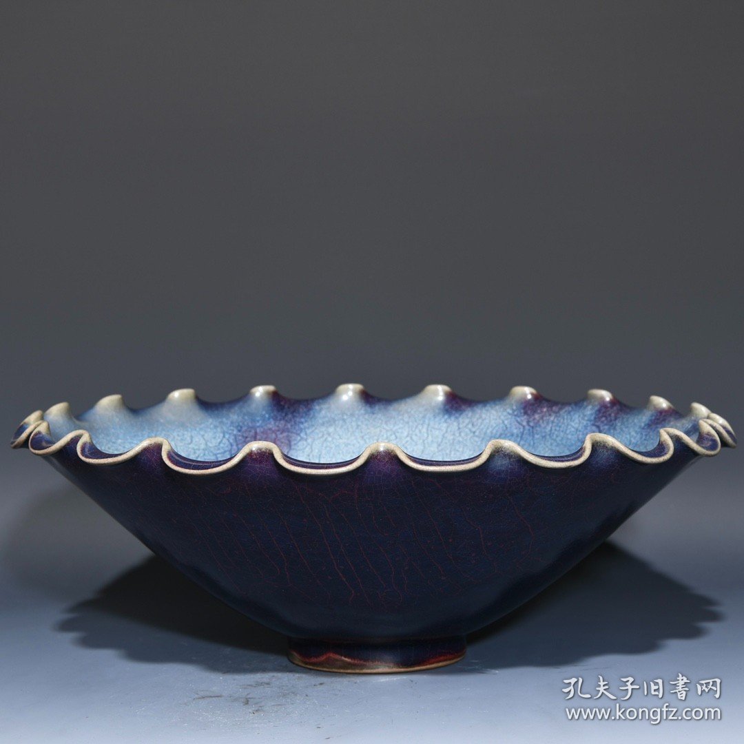 宋钧窑玫瑰紫釉花口碗77