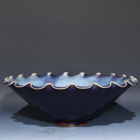 宋钧窑玫瑰紫釉花口碗77