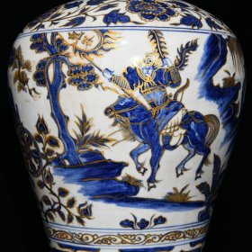 元青花描金鬼谷子下山图梅瓶