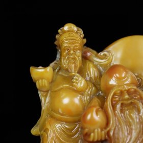 珍藏寿山石福禄寿三星印章摆件 净重1386克