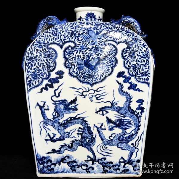 元青花龙凤纹扁瓶