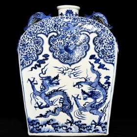 元青花龙凤纹扁瓶