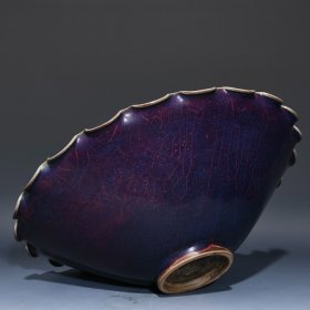 宋钧窑玫瑰紫釉花口碗77