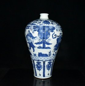 元代青花周亚夫人物故事梅瓶