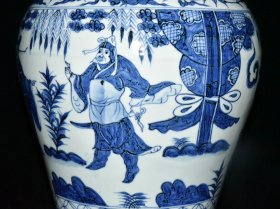 元代青花周亚夫人物故事梅瓶