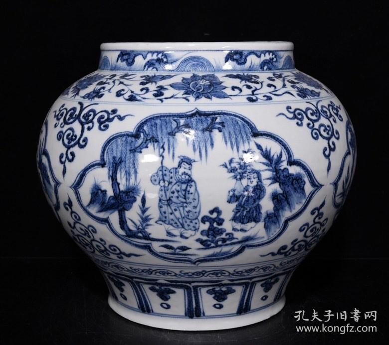 元代青花四爱纹罐