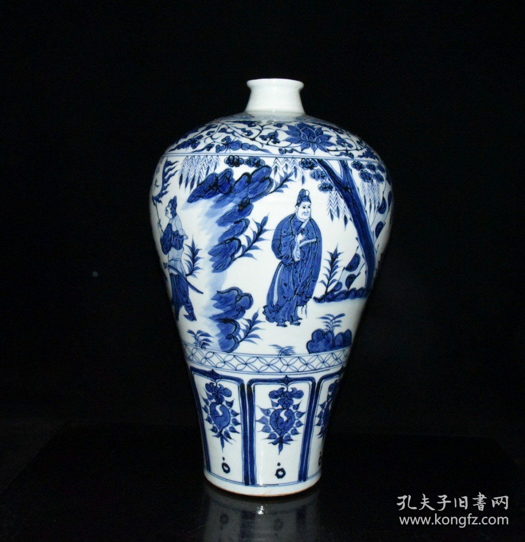 元代青花周亚夫人物故事梅瓶