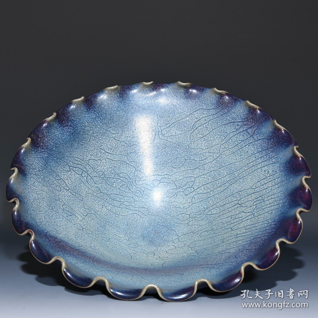 宋钧窑玫瑰紫釉花口碗77