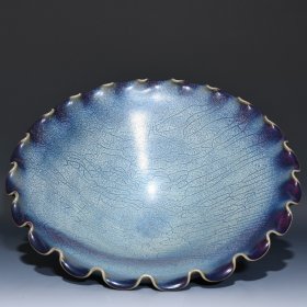 宋钧窑玫瑰紫釉花口碗77