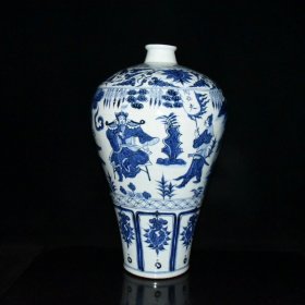 元代青花周亚夫人物故事梅瓶