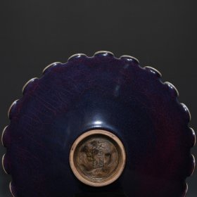 宋钧窑玫瑰紫釉花口碗77