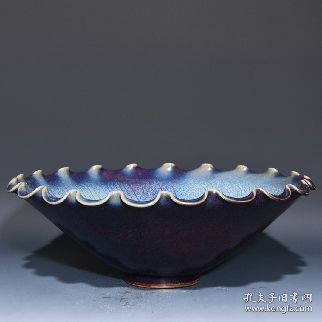 宋钧窑玫瑰紫釉花口碗77