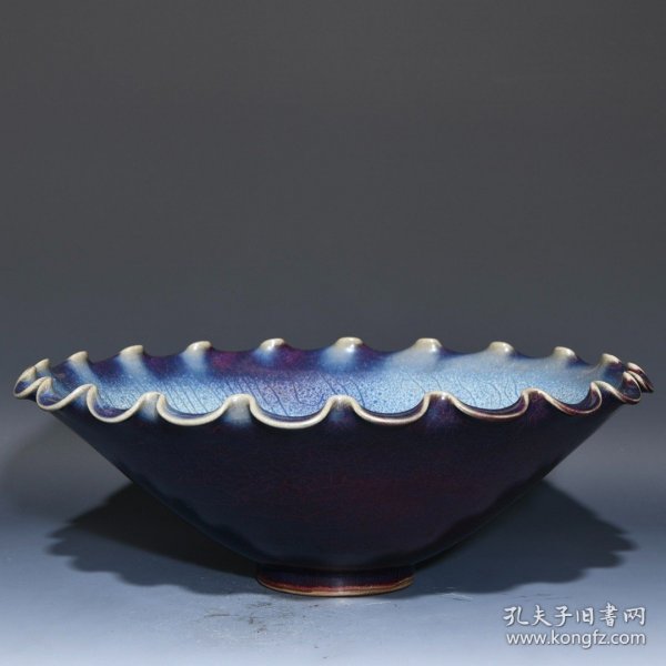 宋钧窑玫瑰紫釉花口碗77
