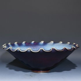 宋钧窑玫瑰紫釉花口碗77