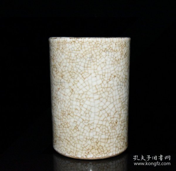 清代哥窑开片笔筒