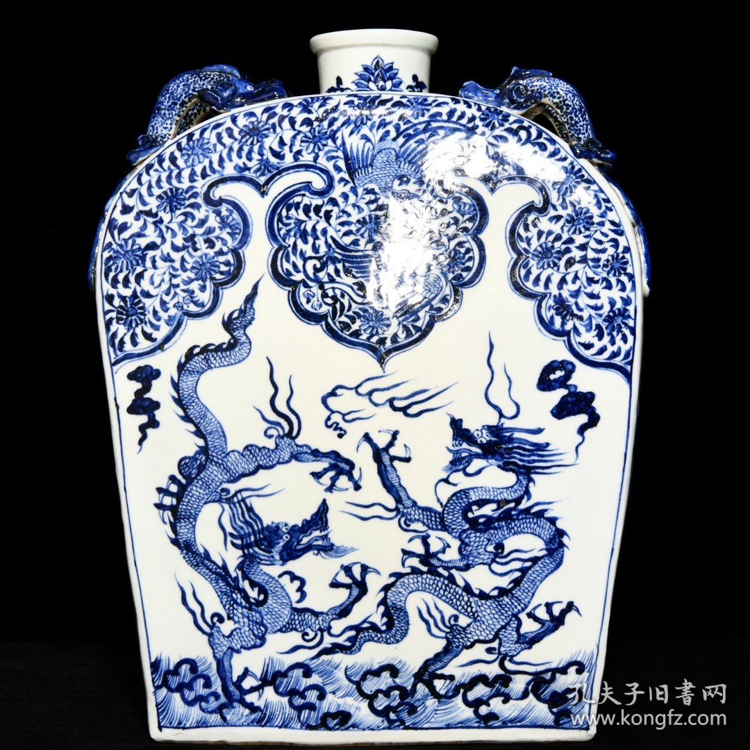 元青花龙凤纹扁瓶