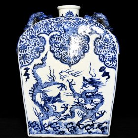 元青花龙凤纹扁瓶