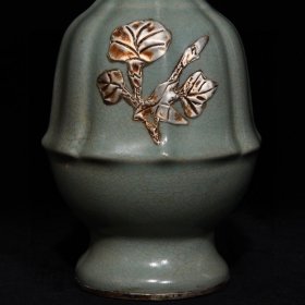 汝窑鎏银包口包底花口瓶