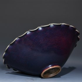 宋钧窑玫瑰紫釉花口碗77