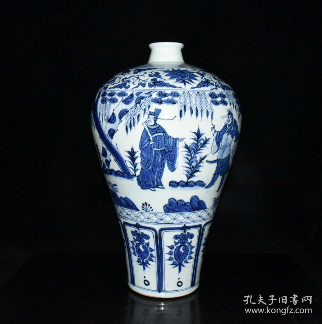 元代青花周亚夫人物故事梅瓶