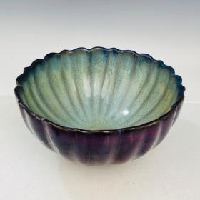 回流钧瓷玫瑰紫釉菊花碗