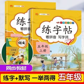 汉之简小学五年级上册语文同步练字帖专项训练书写字帖看拼音写汉字词语生字注音控笔训练字贴