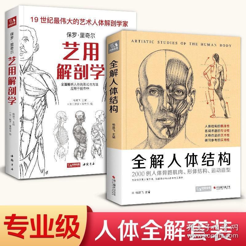 【原版闪电发货】【2本套装】全解人体结构+艺用解剖学保罗·里奇尔素描美术绘画入门书籍理解骨骼肌肉运动造型形体手绘技法笔记图集教程材