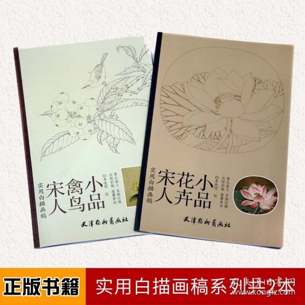 【原版闪电发货】实用白描画稿系列共2本 宋人禽鸟小品 宋人花卉小品 李晓明 天津杨柳青画社 鸟画白描作品集 等比放大 直接过稿 内附彩稿