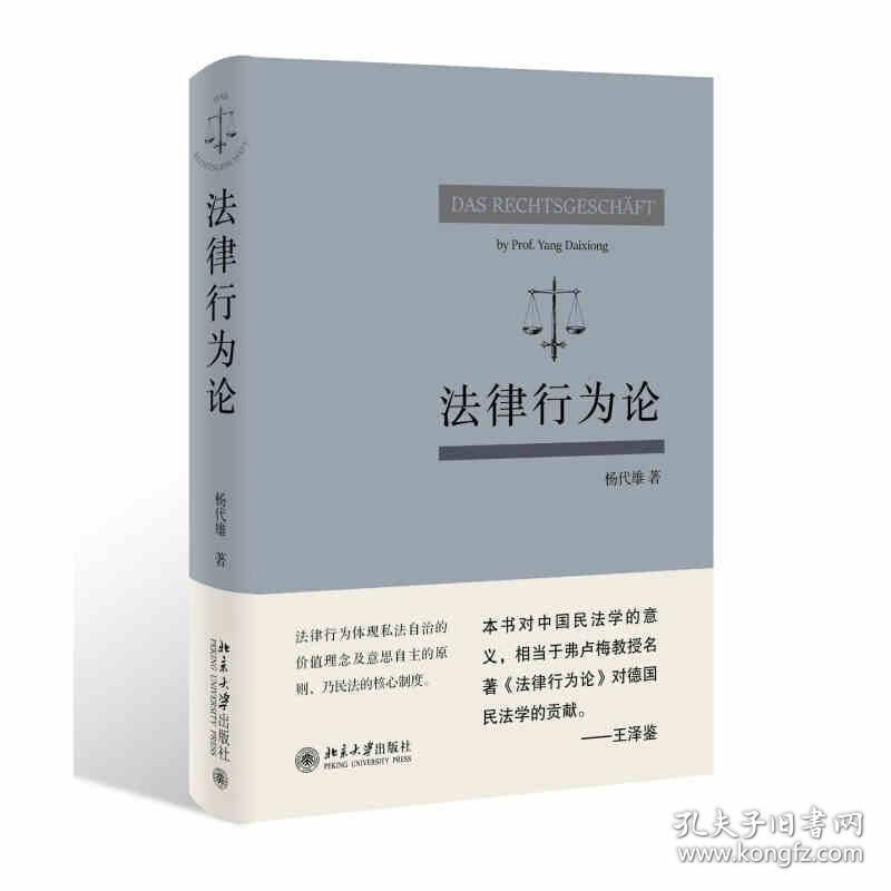 【原版】2021新 法律行为论 杨代雄 北京大学 民法基本原理 研究法律行为著作 法律行为价值基础 成立与生效 效力障碍 行为归属