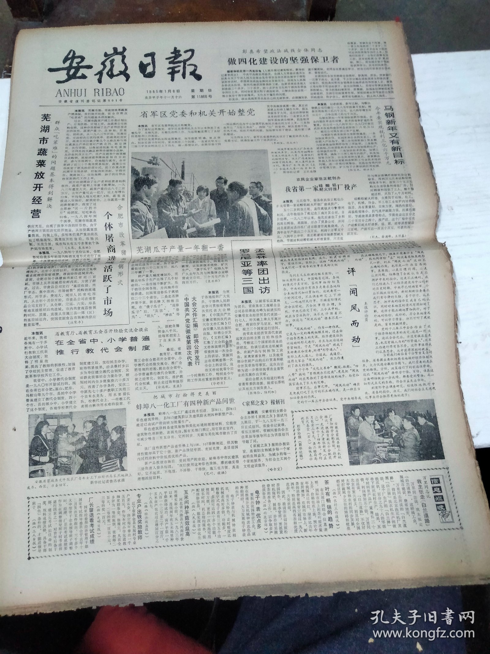 1985年1月6日   安徽日报  生日报   （4开4版）  记青年作家严歌平--张国宝