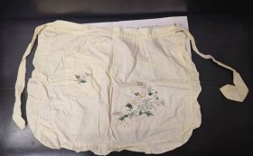 【任6件包邮挂】七八十年代 老式棉料刺绣围裙 全新未使用 菊花 60*47cm