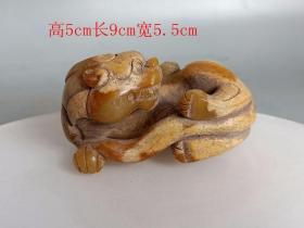 古玉战汉 和田玉 兽 手把件.