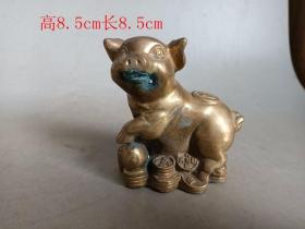 乡下收的 明代老铜鎏 金 猪.摆件